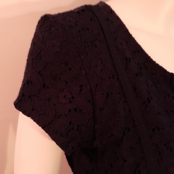 Sandra Darren dress black lace eyelet fitted cocktail dress 10 m party evening - Picture 5 of 12